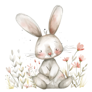 Lindo coelho estilo fofo aquarela png  (24)