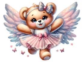 Ursinha anjo glitter png fundo transparente